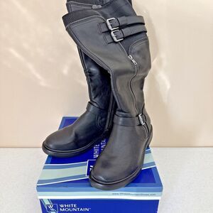 WHITE MOUNTAIN Mazed Wide Calf Knee High Boots Black Size 9   W32780WC-097